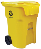 yellow trash bin